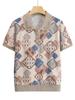 Nueva camiseta de manga corta de verano para mamá, camisa de punto de gasa para personas de mediana edad y mayores, top de solapa suelta de verano para abuela