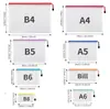 Bolsa de Arquivo com Grade A4 Transfronteiriça A6 Recibo B8 Transparente com Zíper Grande Capacidade Bolsa para Documentos de Escritório B4 Bolsa de Armazenamento B5