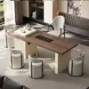 Juego de Mesa de Centro y Sillas de Piedra Travertino Estilo Vintage, Lujo Ligero para Balcones Pequeños, Salas de Estar, Oficinas y Uso Doméstico, con un Toque de Alta Gama