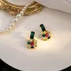 Pendientes Irregulares de Esmalte de Gota de Color Vintage de la Antigüedad Media, Pendientes Coloridos de Colgante Corto de Temperamento de Gama Alta, Nicho para Mujeres