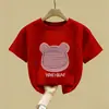 Moda de Niña Nueva Colección Primavera Verano 2026 Algodón Puro Camisetas de Manga Corta para Niños Estampado de Dibujos Animados