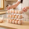 Caixa de Armazenamento de Ovos para Porta Lateral de Geladeira de Cozinha, Grande Capacidade, Uso Doméstico, Suporte Criativo Flip para Ovos com Sulcos