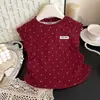 Camiseta para Niña 2026 Verano Nuevo Estilo Camiseta de Manga Corta para Niños Pequeños, Top Dulce de Cuello Redondo con Lunares Ropa de Moda