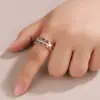 Anillo Ajustable de Zirconia con Gradiente Arcoíris de Lujo Ligero Chapado en Cobre Oro de 18 Quilates Moda Joyería Popular Transfronteriza Europea y Americana Temu