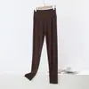 Nuevos Pantalones de Dormir Elásticos Finos de Modal Peinado para Primavera y Otoño, Pantalones Casuales, Leggings de Cintura Alta, Pantalones Térmicos Ajustados para Mujer