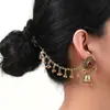 Venta Directa de Fábrica del Nuevo Conjunto de Dos Piezas de Aretes y Cadena para Oreja Estilo Bohemio de Lujo Ligero Retro con Flor, Perla y Borla de Pedrería