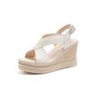 Sandalias de Moda Pier Shishen Verano Nuevo Cuero Genuino Suela Gruesa Zapatos Romanos Punta Abierta Exterior Cuña Sandalias para Mujer