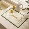 Tapete Drenante para Bancada de Cozinha, Tapete Absorvente de Água para Louças e Talheres, Tapete Absorvente de Terra de Diatomáceas para Pia de Banheiro e Torneira, Secagem Rápida