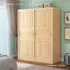 Armario de puerta corredera de pino de madera maciza, madera natural simple, de dos puertas para dormitorio de adulto, armario de almacenamiento para niños, ensamblado