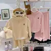 Estilo Pai e FilhoEstilo Academia Conjunto Feminino Estilo Casual Moletom com Zíper Moda Crianças Grandes Meninas Estilo Coreano Celebridade da Internet Solto