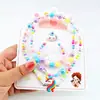 Joyería de collar de perlas de colores para niños, conjunto de pulsera de cuentas para niñas, diadema de dibujos animados, pendientes, accesorios para niñas princesas