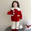 Casaco de Lã Forrado com Fleece para Meninas Outono Inverno 2026 Novo Casaco de Lã de Comprimento Médio para Crianças Roupas de Algodão Grossas para Bebê Menina