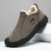 Zapatos de algodón cálidos con forro de felpa para invierno para hombre, estilo slip-on, botas de nieve para exteriores de suela gruesa, adecuados para hombres de mediana edad y ancianos