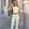 Aliexpress Comercio Exterior Ropa de Mujer Más Fácil de Combinar Moda para Ir al Trabajo Traje de Verano Nuevo Sexy Top sin Espalda y Pantalones Conjunto de Dos Piezas