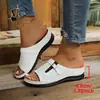 Sandalias de cuña de verano de talla grande con hebilla hueca y punta abierta para mujer, estilo nuevo, comercio exterior, suela suave, cómodas, para uso diario casual