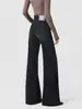 Jeans Feminino Simples e Luxuoso, Caimento Relaxado/Levemente Flare Solto de Cintura Alta, Perna Larga Reto Emagrecedor Stretch Preto e Cinza, Novo Modelo Outono 2026