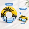 Flotador inflable de PVC con estampado de palmeras de coco, apto para adultos y niños, para playa, piscina y fiestas; portátil y plegable