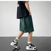 Shorts Deportivos Casuales de Secado Rápido Bordados Color Verde Oscuro Estilo Americano High Street para Hombre
