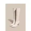 Botas Blancas, Tacones Altos Femeninos de Punta Fina, Botas de Otoño e Invierno para Mujer, Botas de Jinete Nuevas 2025 para Mujer, Primavera y Otoño para Mujer