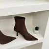 Botines Chuyuji de estilo coreano con punta fina y tacón de aguja para mujer, botas de otoño delgadas de tacón alto, botas de moda versátiles y elegantes