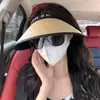 Primavera 2025 Novo Chapéu de Sol com Proteção UV Feminino Chapéu Feminino Aba Larga Fashionável Tendência Cobertura Facial Solar Topo Vazio