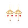Al Yuan Elemento de Estilo Chino Diseño de Nicho Chapado en Oro Pez Saltando Longmen Loto Dosel Imitación Jade Hetian Aretes Vintage al por Mayor