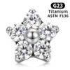 Brincos de Titânio Puro Zircônia F136 Studs Labiais Multiuso Studs de Osso da Orelha Flor Rosca Externa Cabeça de Reposição Joias de Piercing da Moda