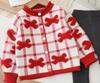 Suéter de Niña Cardigan de Punto Cuadros con Lazo Otoño e Invierno 2025 Nuevo Estilo Infantil Tejido Dulce y Elegante Chaqueta Versátil Set