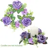 Guirnalda de Candelabros de Eucalipto Decoración Navideña Guirnalda Círculo de Cera Rosa Accesorios para Ventana Mesa de Comedor Arreglo de Boda Flores Artificiales