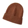 Gorro 100% Lana Pura, Tejido y Engrosado para Otoño e Invierno, Para Mujer, Color Sólido, Todo Cachemir, Versátil, Gama Alta, Cálido, Gorro de Lana para el Frío