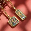 Novo Pingente Mini Thangka com Buda Amarelo da Riqueza, Tara Verde, Zaki Lhamo, Pingente Thangka Estilo Xizang Feito de Aço Titânio
