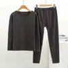 Parche Frotador Doble Cara Sin Rastro Ropa Interior Térmica para Hombre Set de Dos Piezas con Forro de Polar Engrosado Ropa de Invierno y Otoño