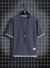 Waffled camiseta de manga curta verão homens falsos de duas peças soltas meia manga camiseta gelo seda fina pescoço redondo moda roupas de marca