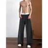 Pantalones de Verano Unisex con Dobladillo Curvo Estilo Americano Pierna Ancha Acampanada Pantalones Largos Deportivos Casuales Frescos de Corte Limpio