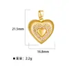 Colgantes de Corazón Coloridos de Moda para Comercio Exterior, Lindos Accesorios de Colgante para Collar de Joyería de Latón Dorado con Circonita de Estilo Mixto