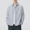 2025 Nuevo Otoño Retro Japonés Ropa de Trabajo Camisa para Hombre Versátil Holgada Casual Rayada Camisa Americana Trendy