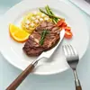 Mango de nogal Acero inoxidable 304 Cuchillo, Tenedor y Cuchara Vajilla Japonesa Cuchillo y Tenedor para Bistec Cuchara Redonda Lijada Cuchara y Tenedor de Hotel