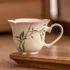 Taza de Té de Bambú Verde Esmeralda Pintada a Mano, Taza de Maestro, Taza Individual de Cerámica, Juego de Té Kung Fu, Cuenco de Té con Asa en Forma de Corazón, Taza de Degustación