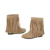 Botas de Cano Curto Birkenstock Retrô com Franjas para Mulheres 2026 Novo Inverno Estilo Britânico Botas de Cowboy Ocidentais Botas Curtas da Moda para Mulheres