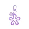 Llavero de flor hueca con forma de corazón plano de colores, accesorio para manualidades DIY, amuleto para bolso hecho a mano, colgante de llave con cuentas, pequeño regalo