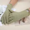 Guantes de Punto Cálidos para Mujer, Otoño e Invierno, Estilo Estudiante, Color Sólido, Versátiles, Sin Dedos, Guantes de Lana con Dedos Divididos para Oficina, Exteriores, Ciclismo