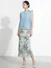 2026 Nova Tendência Roupas Femininas Mais Vendidas Saia com Franjas Cintura Alta Estampada Estilo Suave Saia Reta Issey Miyake