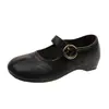 Zapatos versátiles de otoño retro con aumento de altura y punta abierta poco profunda 2026, cómodos zapatos de charol estilo Mary Jane francés para mujer
