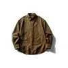 Camisa Retrô Americana Estampa de Leopardo Camuflada Manga Longa para Homens, Outono Solta Moda de Rua Roupa de Trabalho para Exterior Funcional Camisa com Lapela