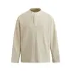 Ropa Vintage Yidao Otoño 2026 Nuevo Estilo Americano Old Money Retro Color Sólido Corte Holgado Cuello Henley Waffle Camiseta de Manga Larga