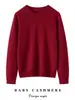 100% cachemira pura corte ajustado casual cuello redondo versátil manga larga camiseta base suéter cálido tejido de punto