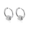 Brinco mini de diamante para todas as ocasiões, estilo simples europeu e americano, novo, três fileiras de zircônia diamante, tarraxa de aço inoxidável fácil de prender