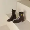 Botas Elegantes de Bico Quadrado Finas, Botas Meia-Calça Curtas, Novas Botas de Cavaleiro, Botas de Salto Médio Grossas 32-43Desejo Botas de Exportação