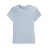 Camiseta Casual de Manga Corta de Alto Gama para Mujer con Cuello Redondo [Lyocell Tencel + Lana Merino] Ajustada