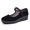 Zapatos de Tela Antiguos de Pekín para Mujer, Zapatos de Trabajo con Suelas de Plataforma, Tacones de Cuña Negros, Cómodos Zapatos Planos de Tela, Transpirables y Ligeros